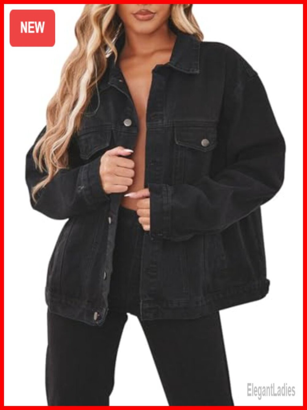 Oversized Denim Jacket Women Long Sleeve Trucker Jean Jackets